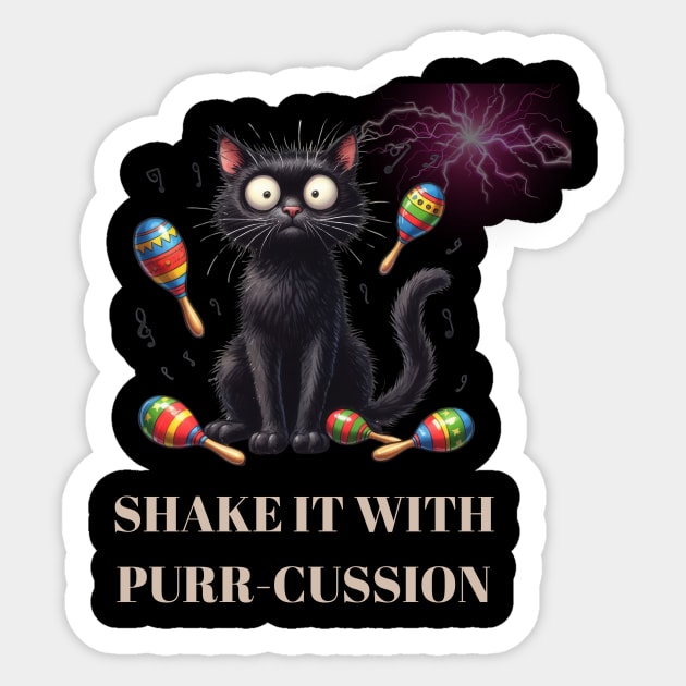 Funny Cat Playing Maracas Sticker by Positive Designer